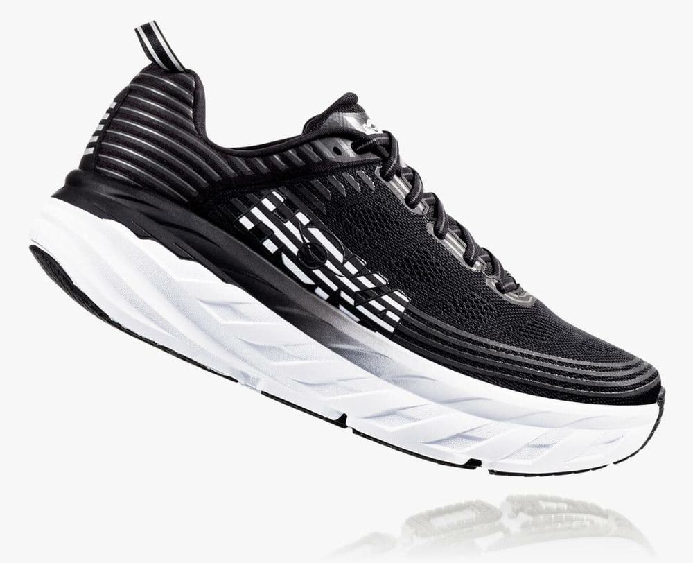 Black Hoka Bondi 6 Wide Men's Road Running Shoes | 83479HBXP